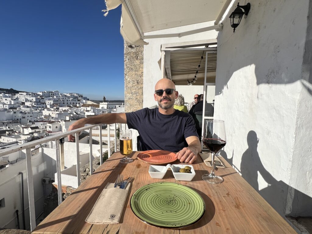 me eating with views.